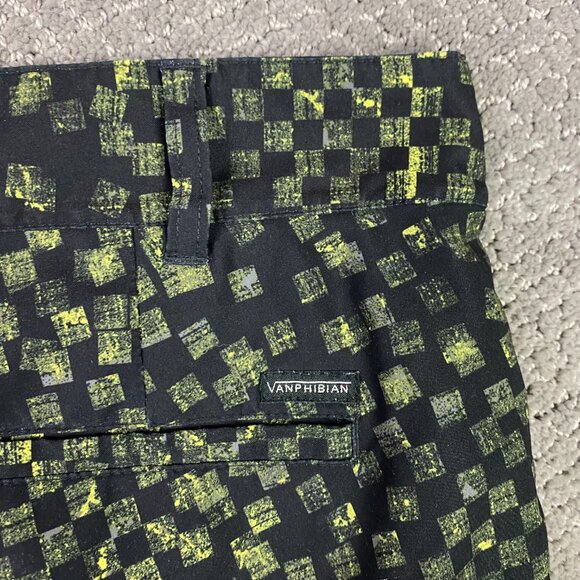Vans Vanphibian Series Board Shorts Men's 36 Black Green Yellow Swim Hybrid - Picture 6 of 15